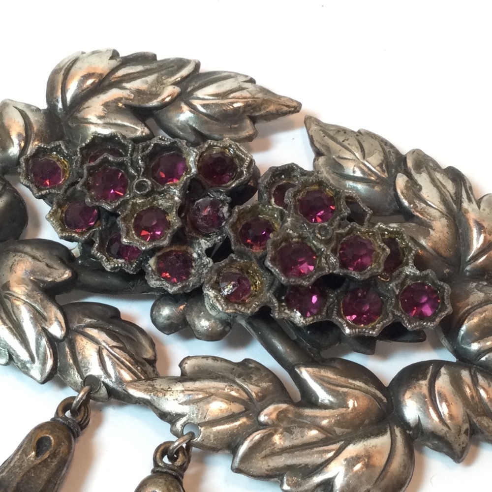 Vintage Belt Buckle, Silver w/Purple Stones - Picture 5 of 5